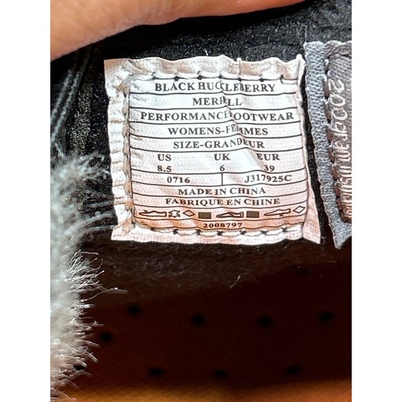 Merrell Womens Black Huckleberry Leather Slip-On Shoes Faux Fur Trim Size 8.5 - Picture 7 of 9